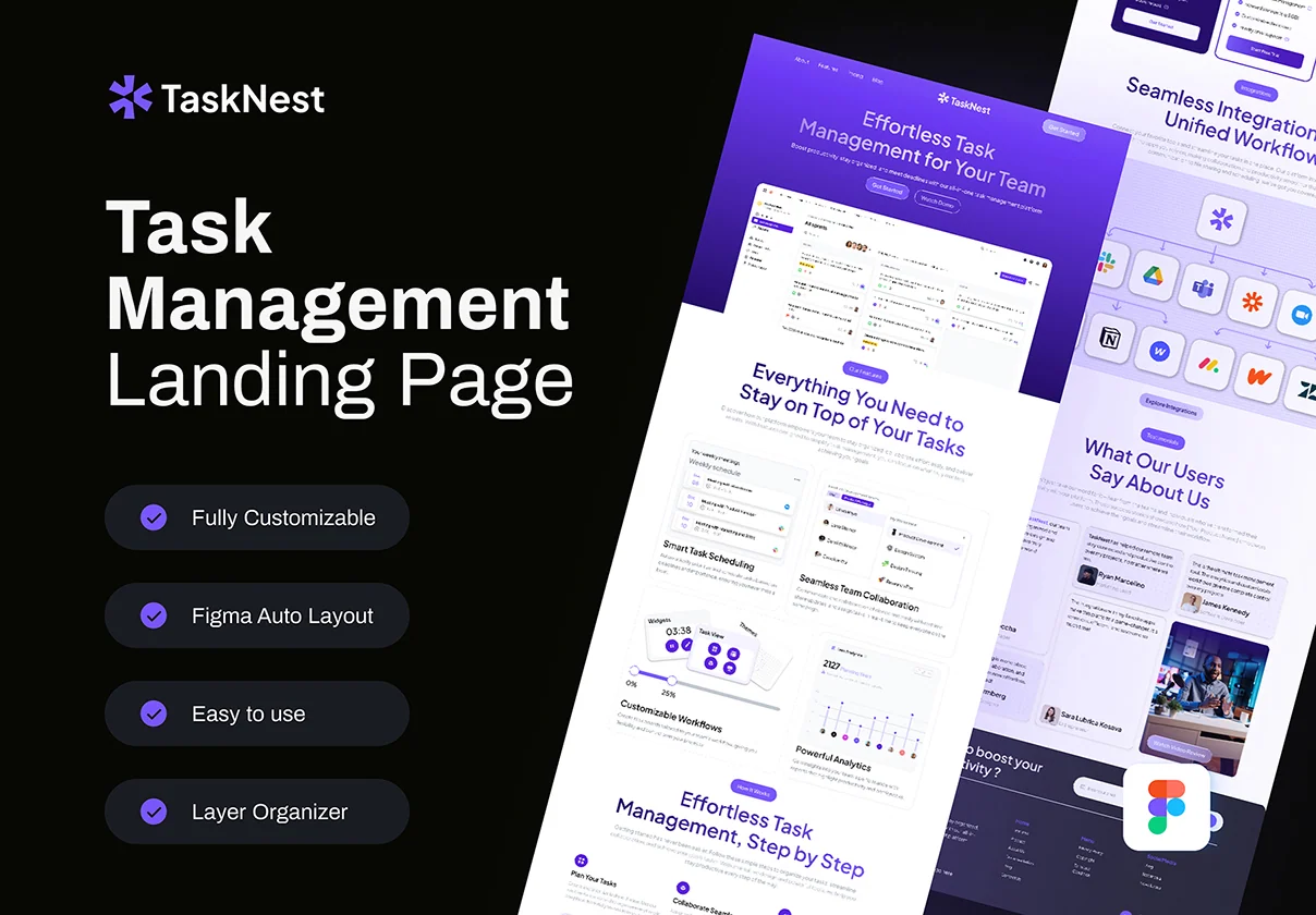 TaskNest - Task Management Landing Page