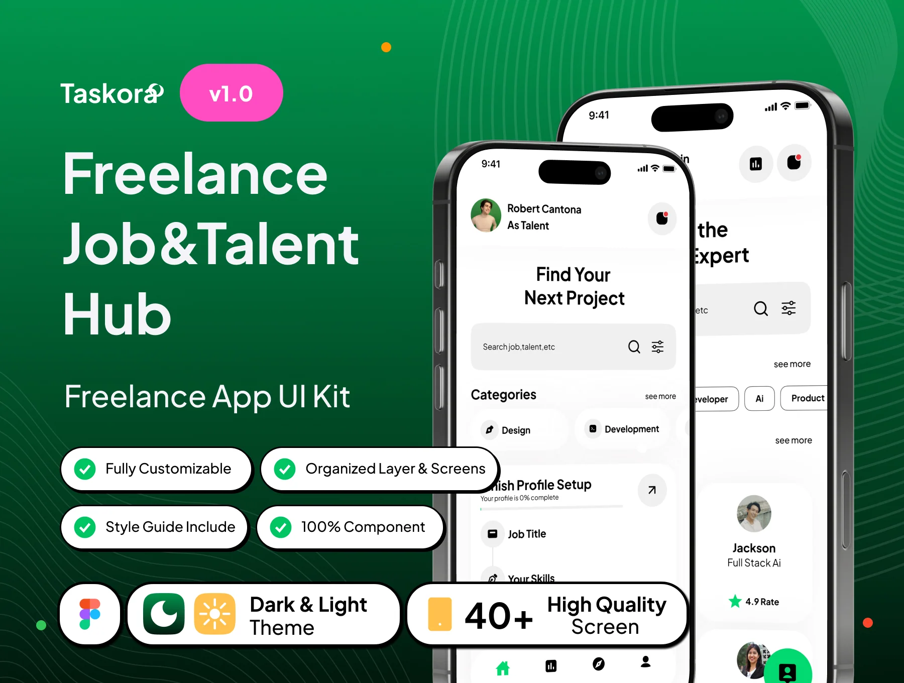 Taskora - Freelance Job & Talent Hub App UI Kit