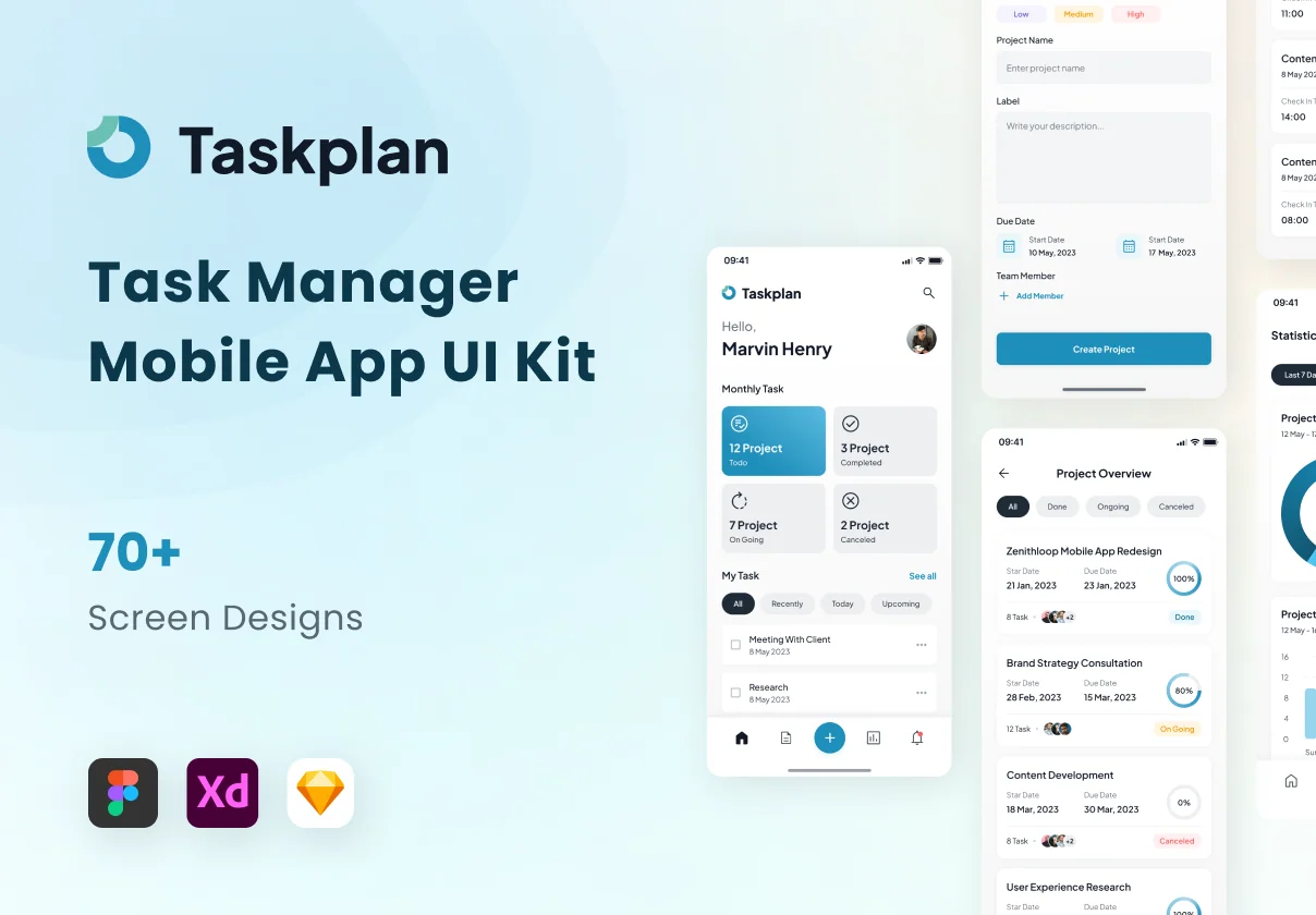 Taskplan - Task Manager Mobile App UI Kit