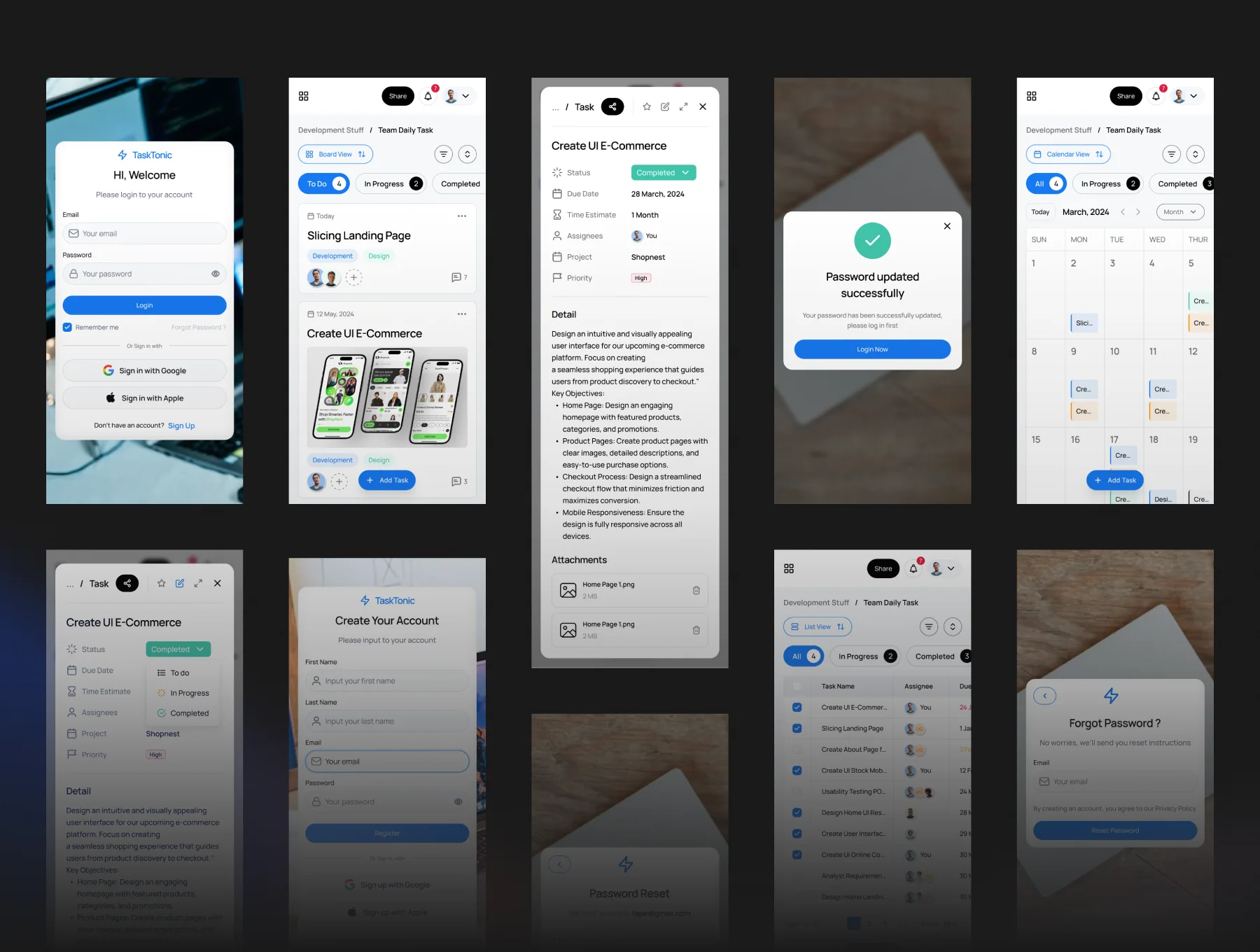 TaskTonic UI Kit - Task Management Dashboard UI KIT 3