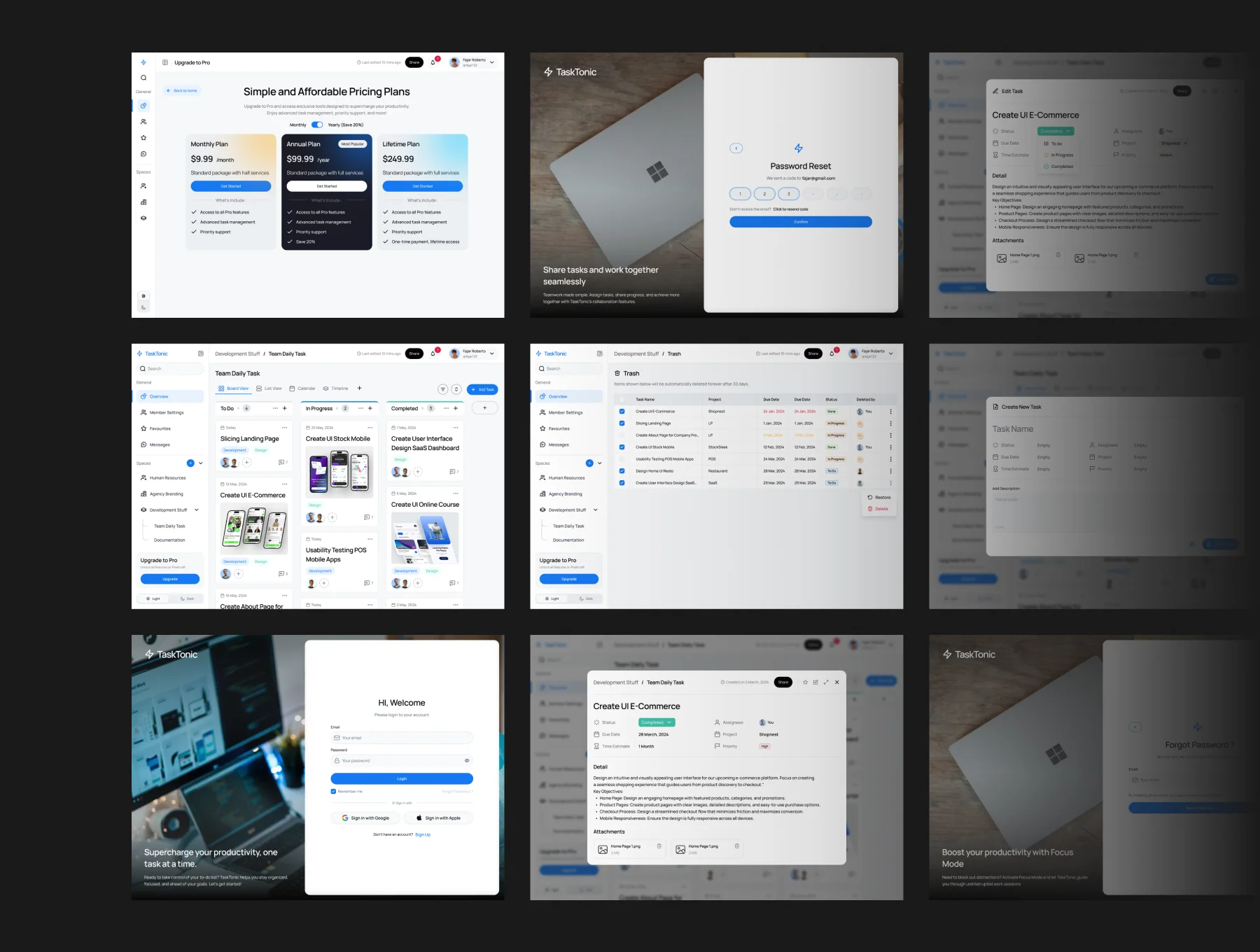 TaskTonic UI Kit - Task Management Dashboard UI KIT 4