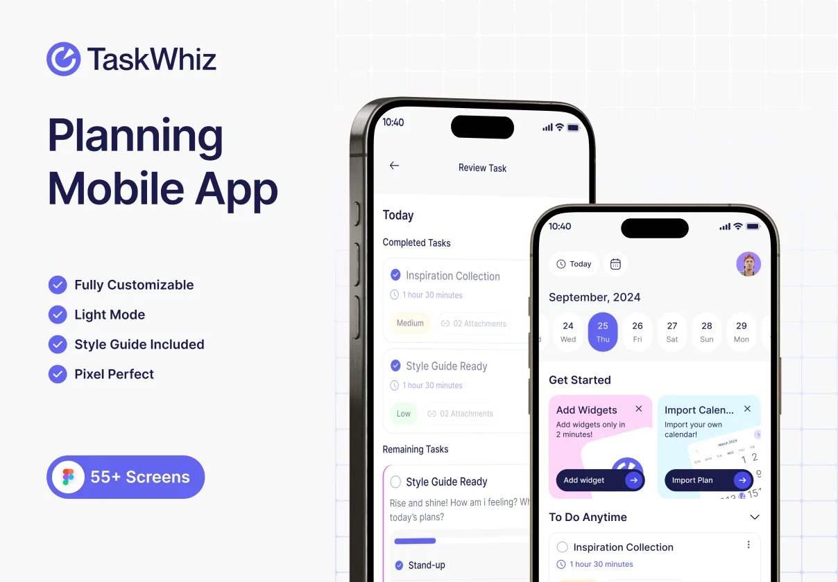 TaskWhiz Planning App UI Kit