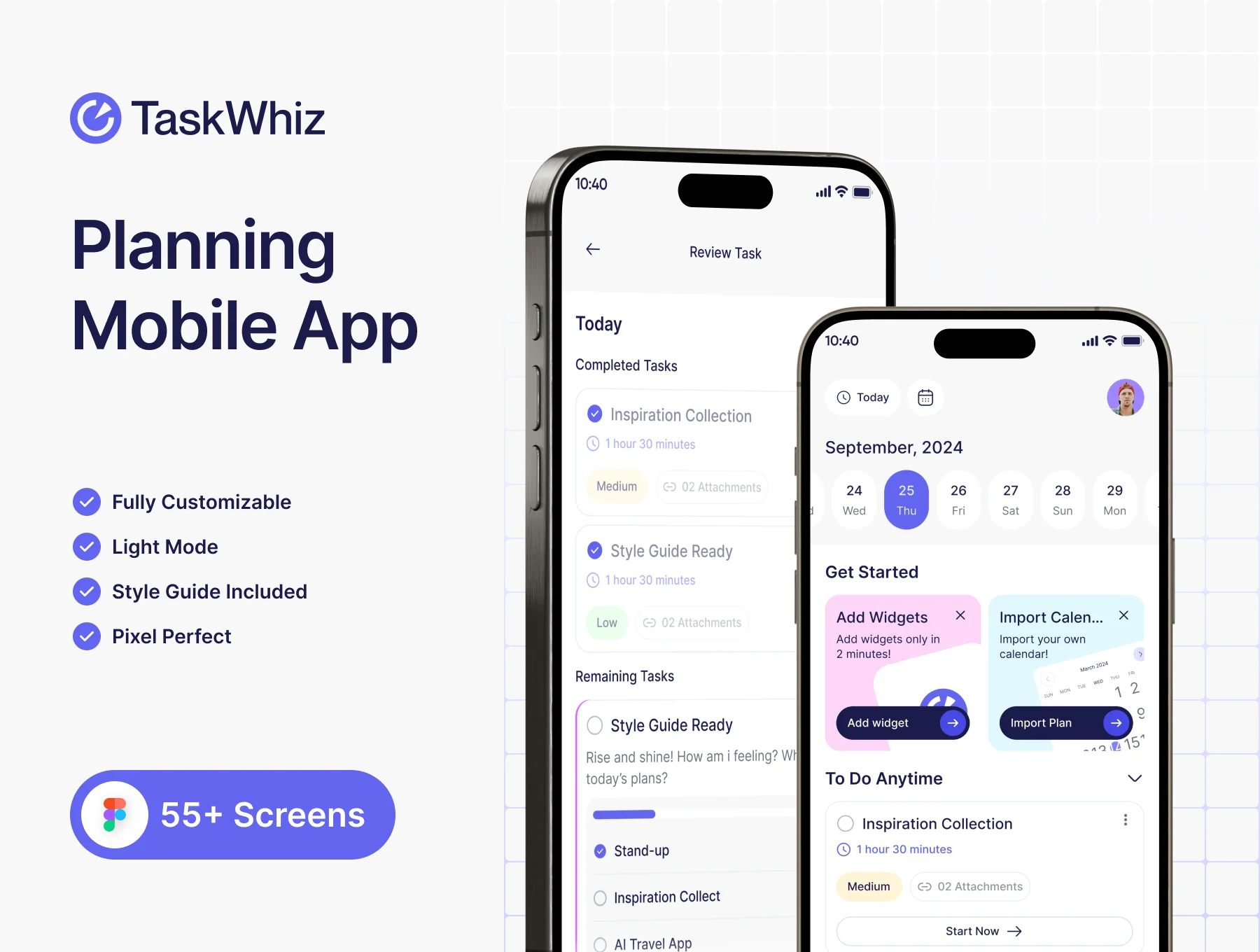 TaskWhiz Planning App UI Kit
