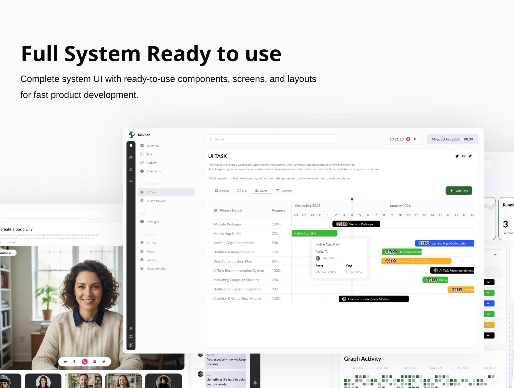 Taskzen - Task Management Dashboard Template Kit 4