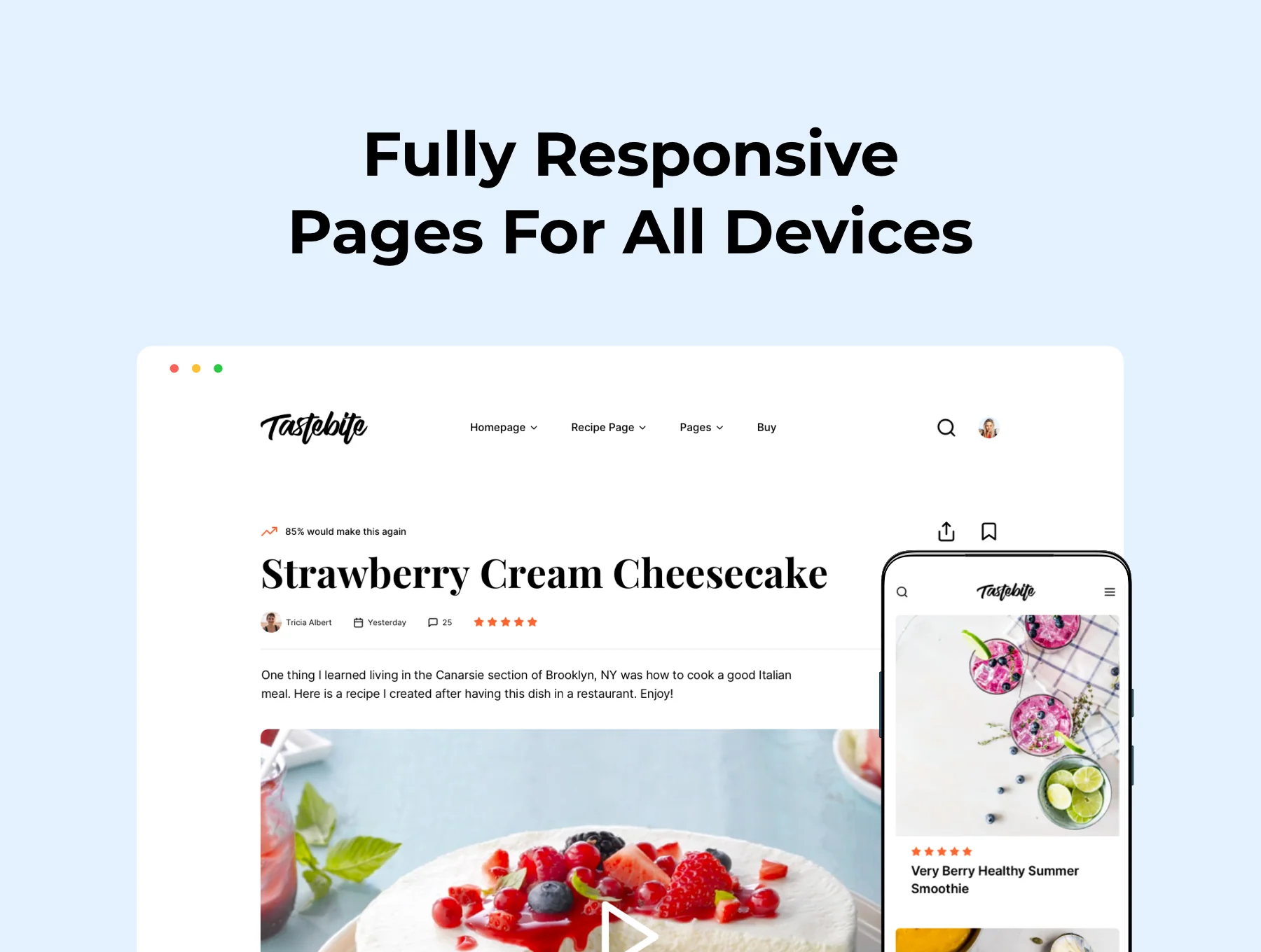 Tastebite - Food Recipes Website Template 3