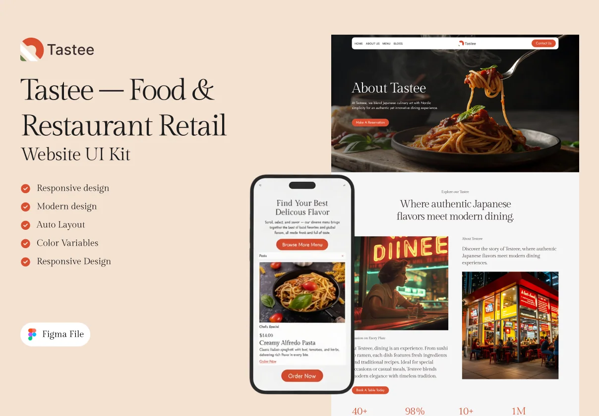 Tastee – Food & Restaurant Retail Website UI Kit