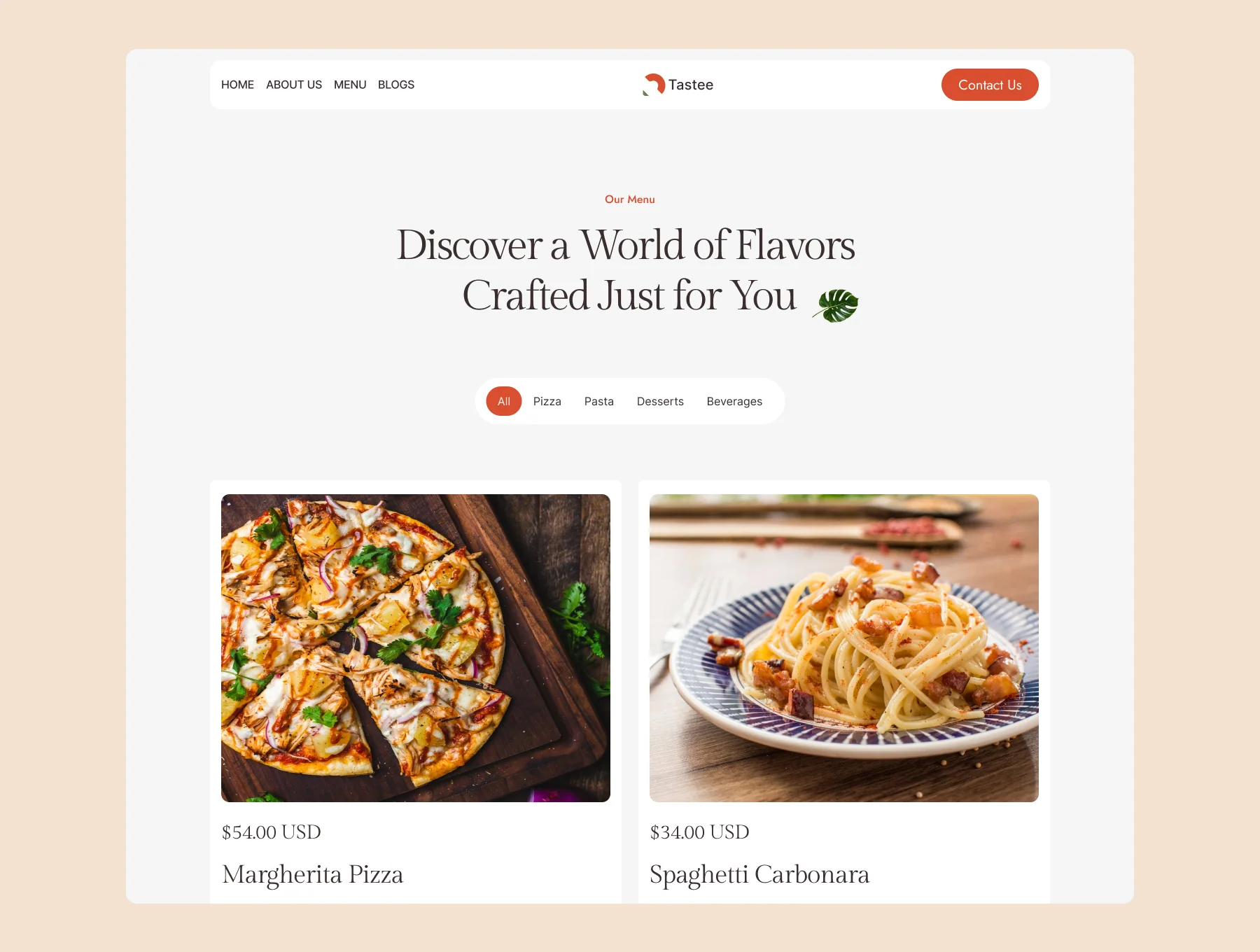 Tastee – Food & Restaurant Retail Website UI Kit 6