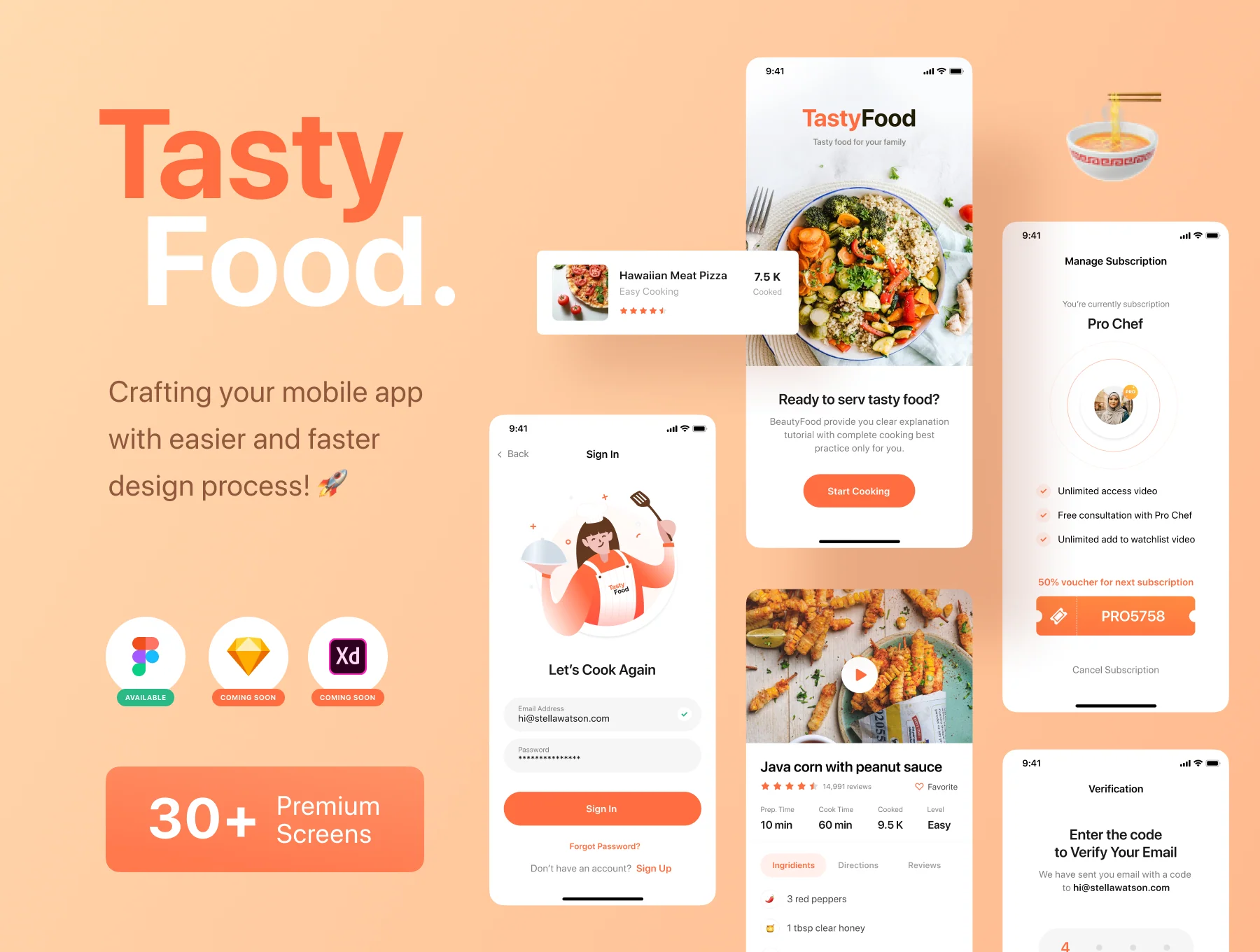 Tasty Food - Cooking Courses App UI Kit