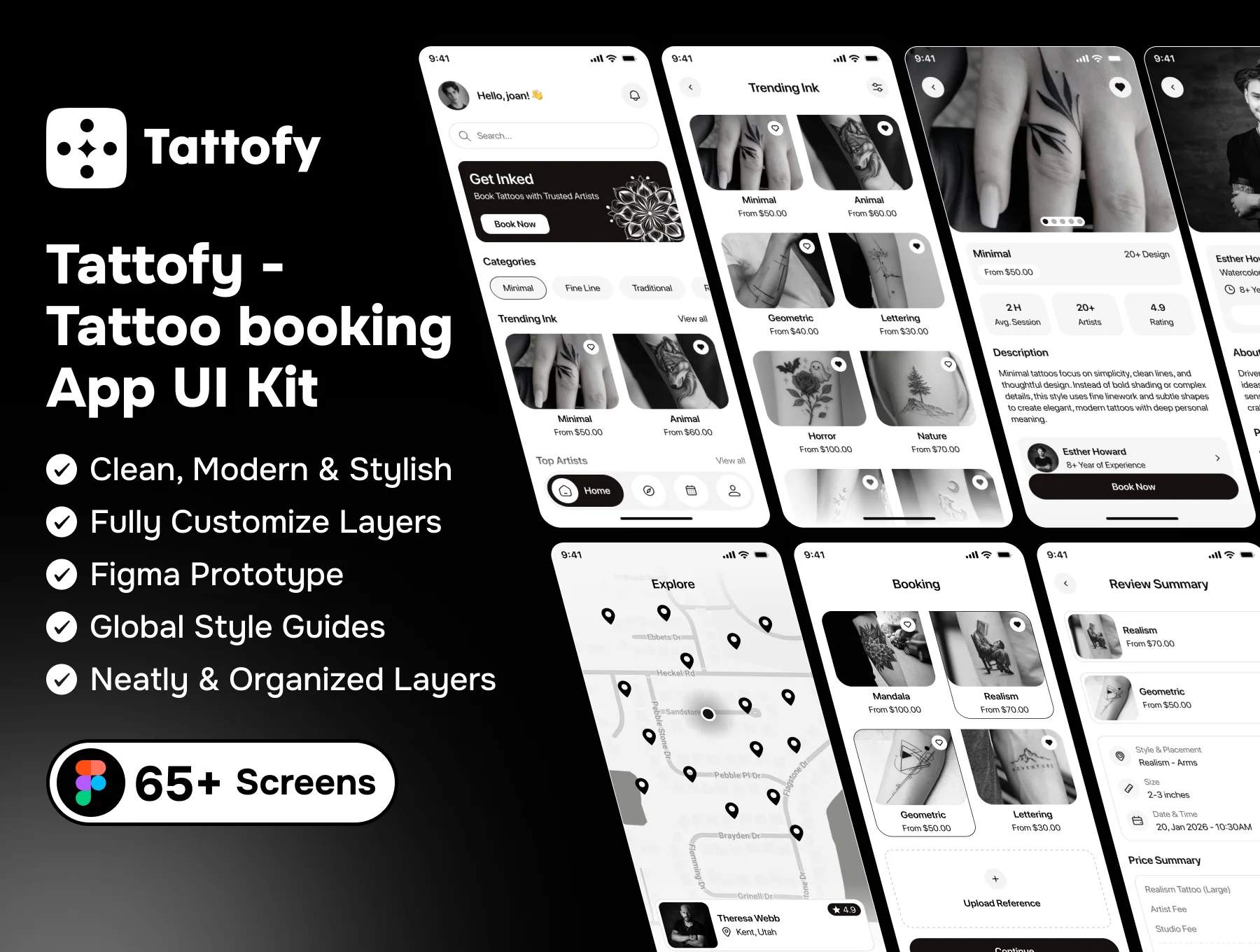 Tattofy - Tattoo booking App UI Kit