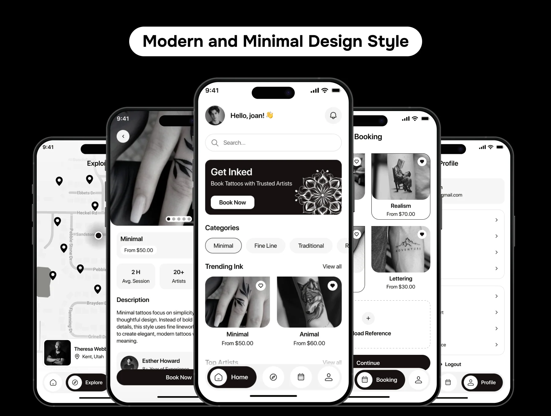 Tattofy - Tattoo booking App UI Kit 3
