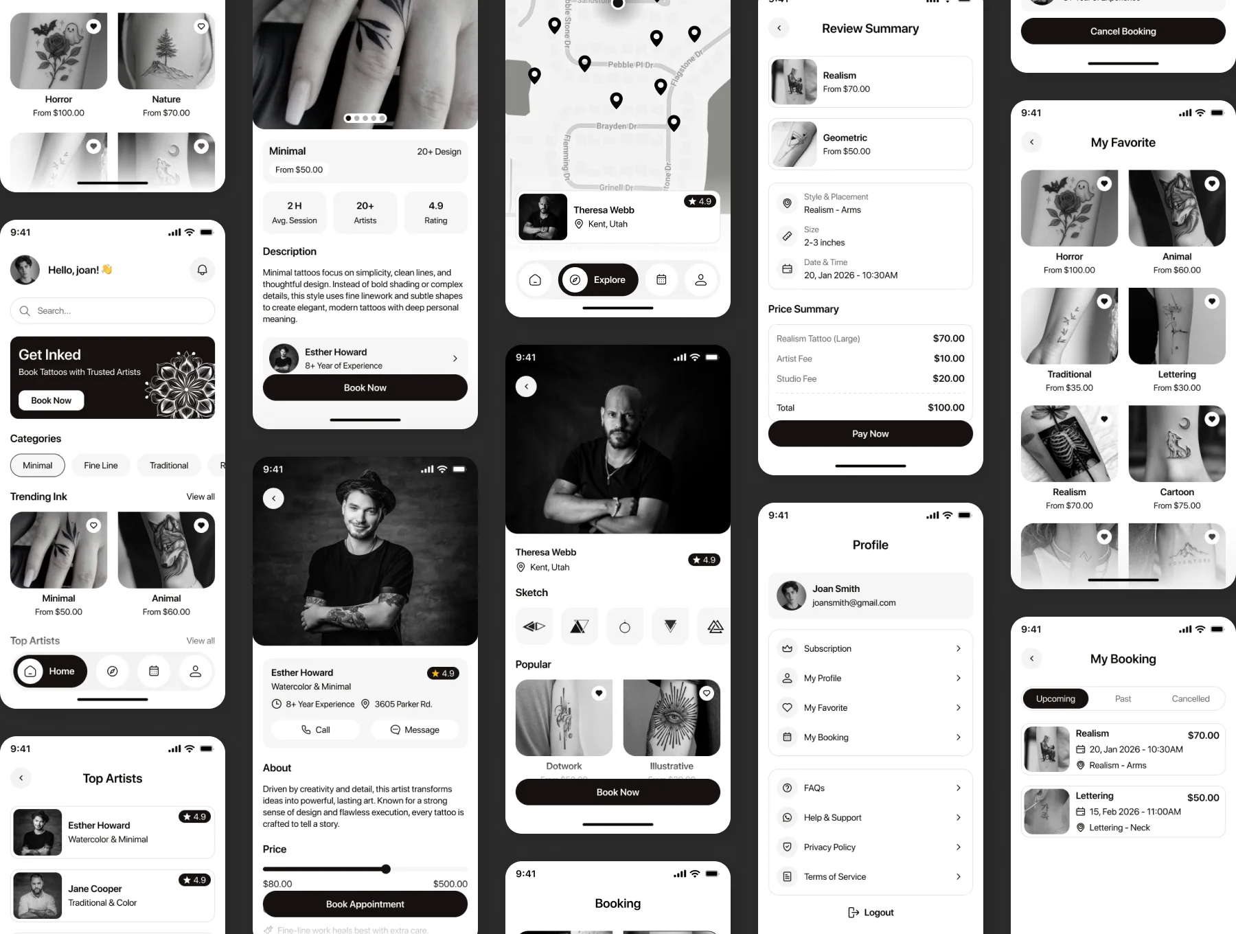 Tattofy - Tattoo booking App UI Kit 4