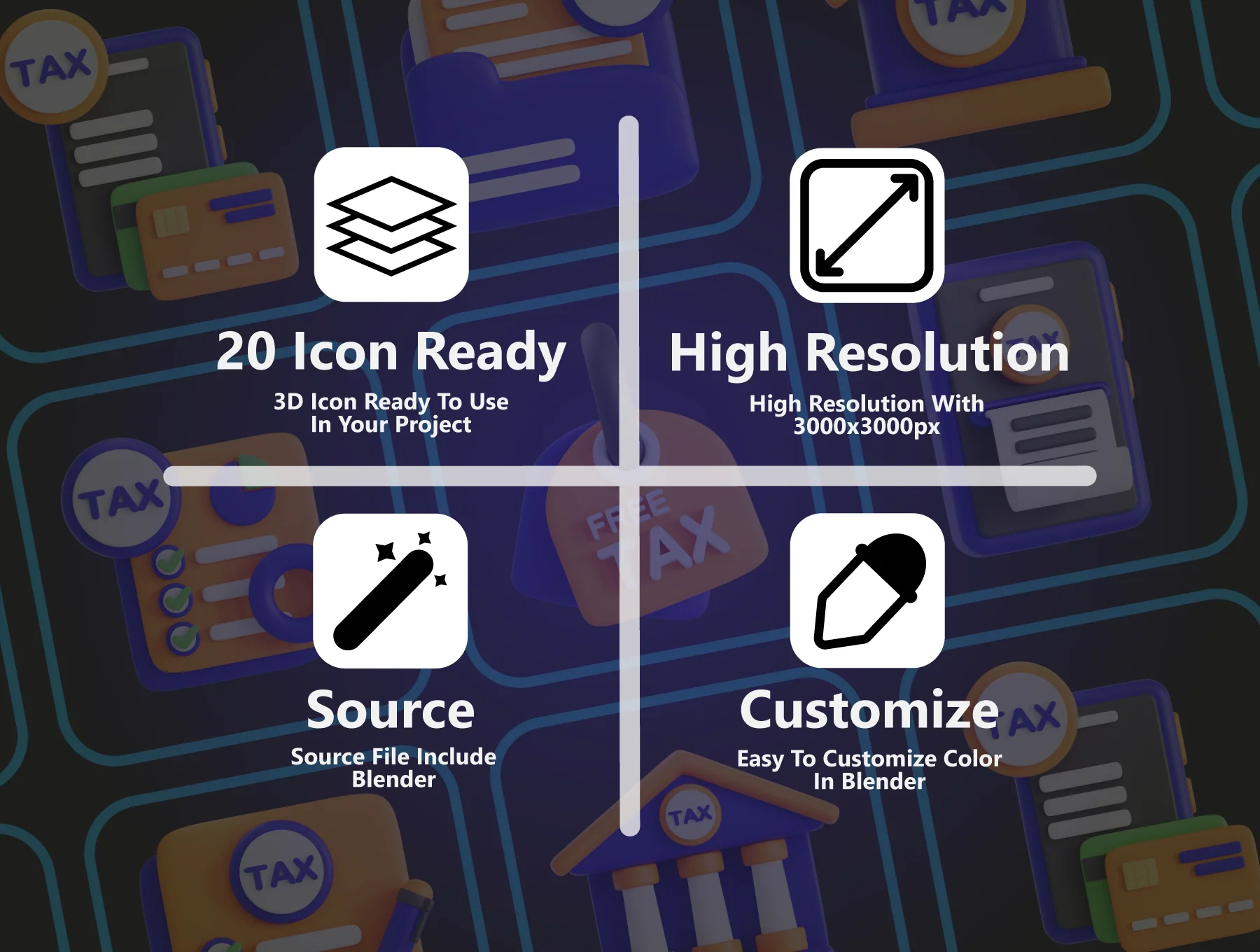 Tax 3D Icon Set 3