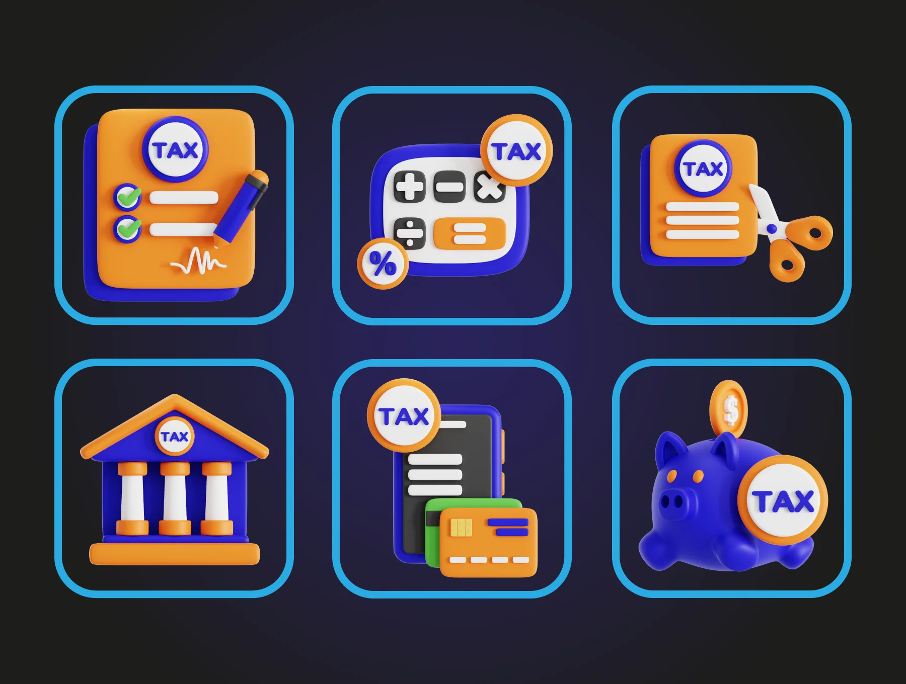 Tax 3D Icon Set 6
