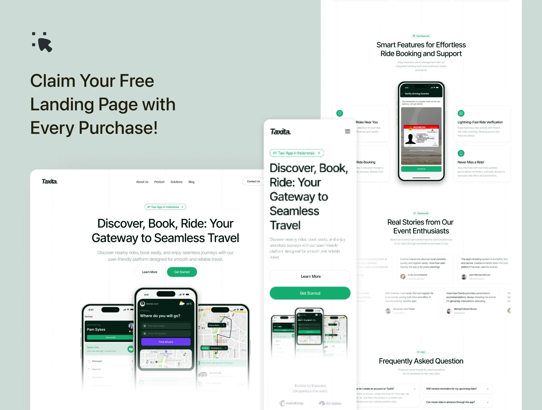 Taxita - Taxi Booking Mobile App UI Kit 2