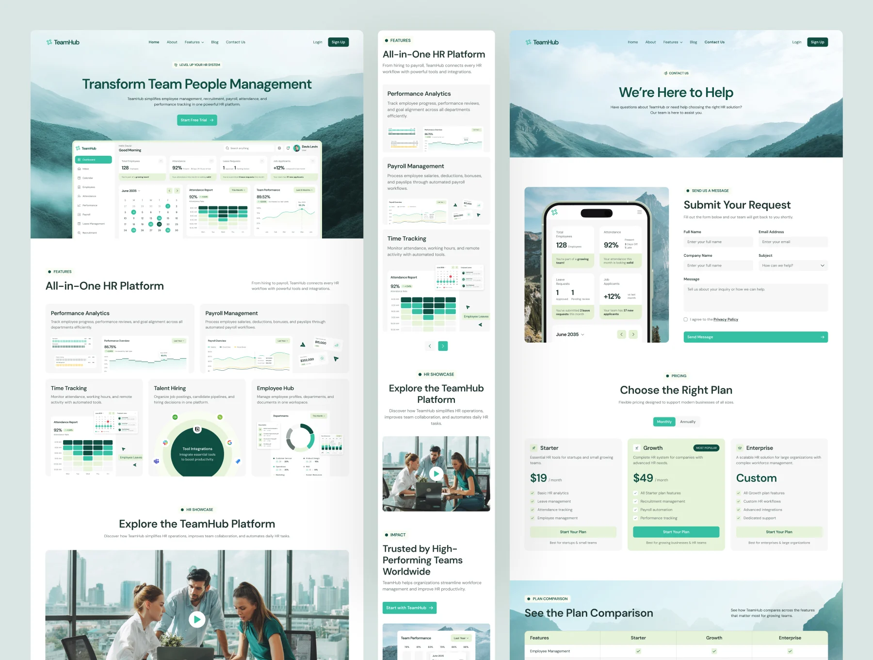 TeamHub - HR Management SaaS Website UI Figma Template