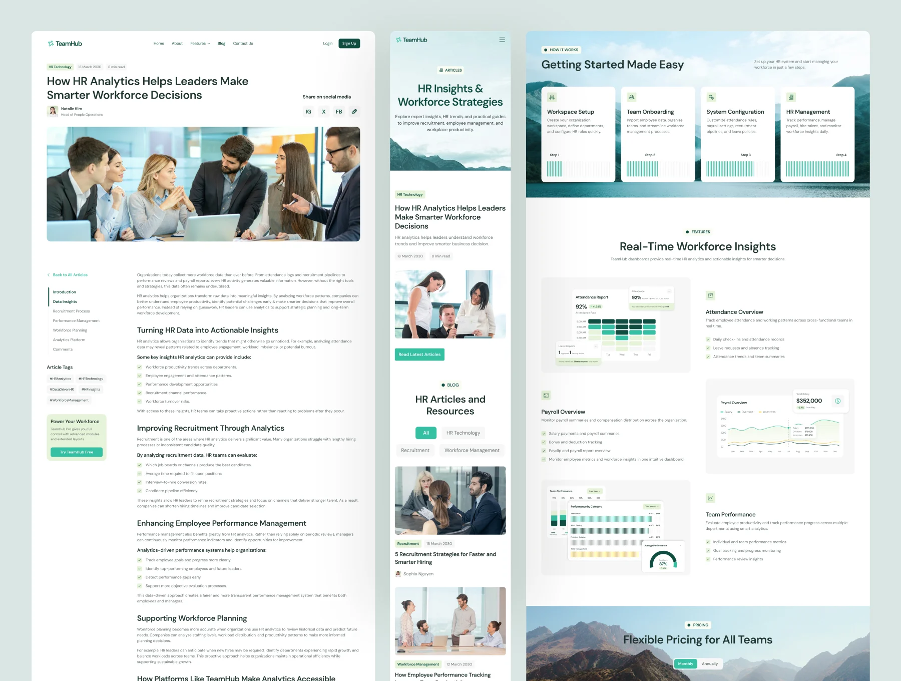 TeamHub - HR Management SaaS Website UI Figma Template 4