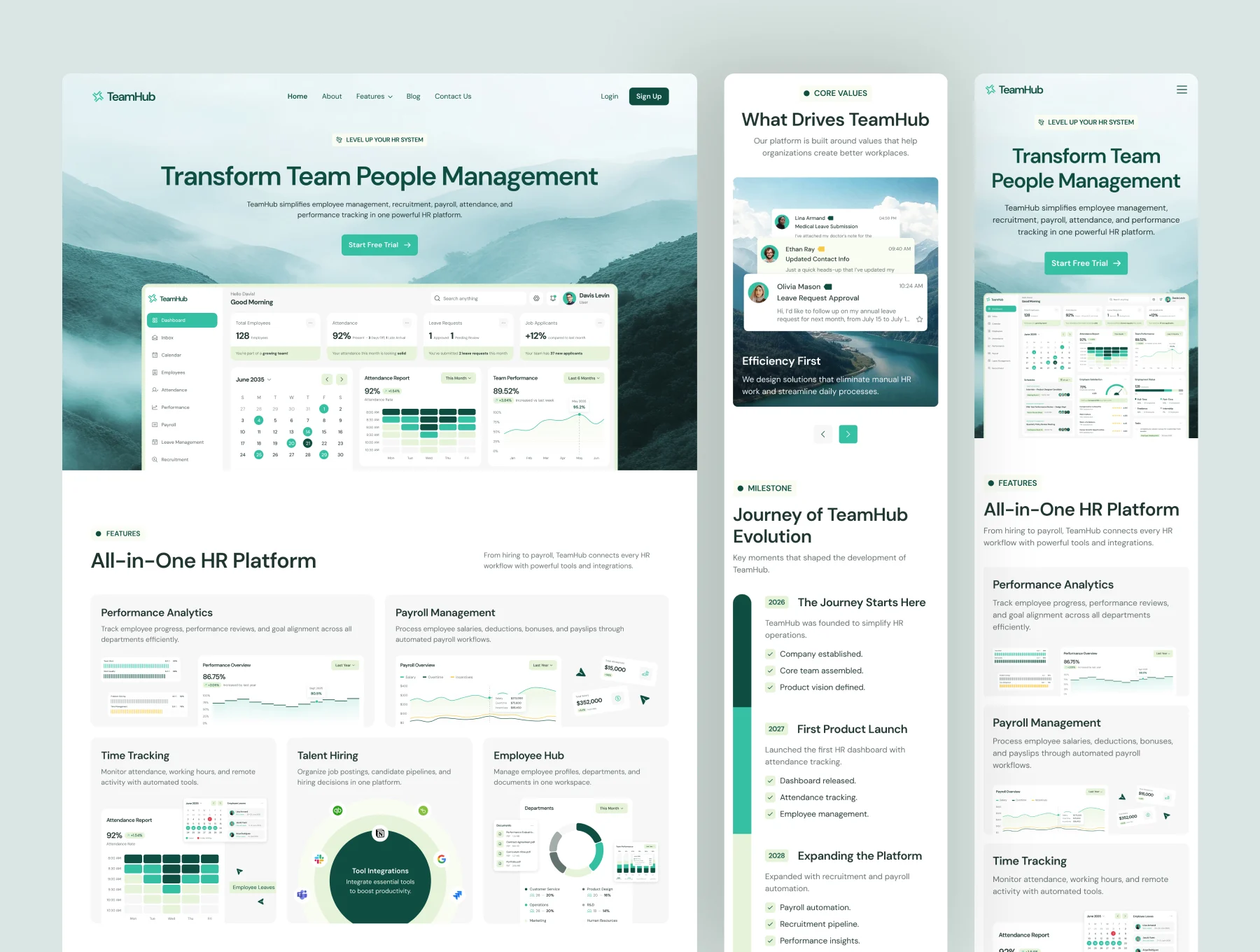 TeamHub - HR Management SaaS Website UI Figma Template 6