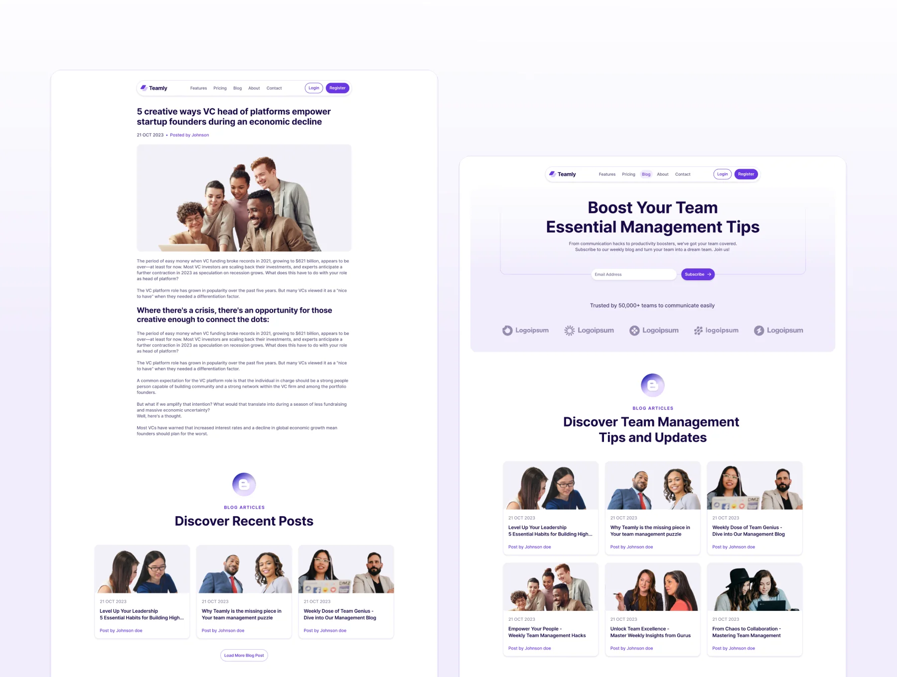 Teamly - SaaS Landing Page Figma Template 6