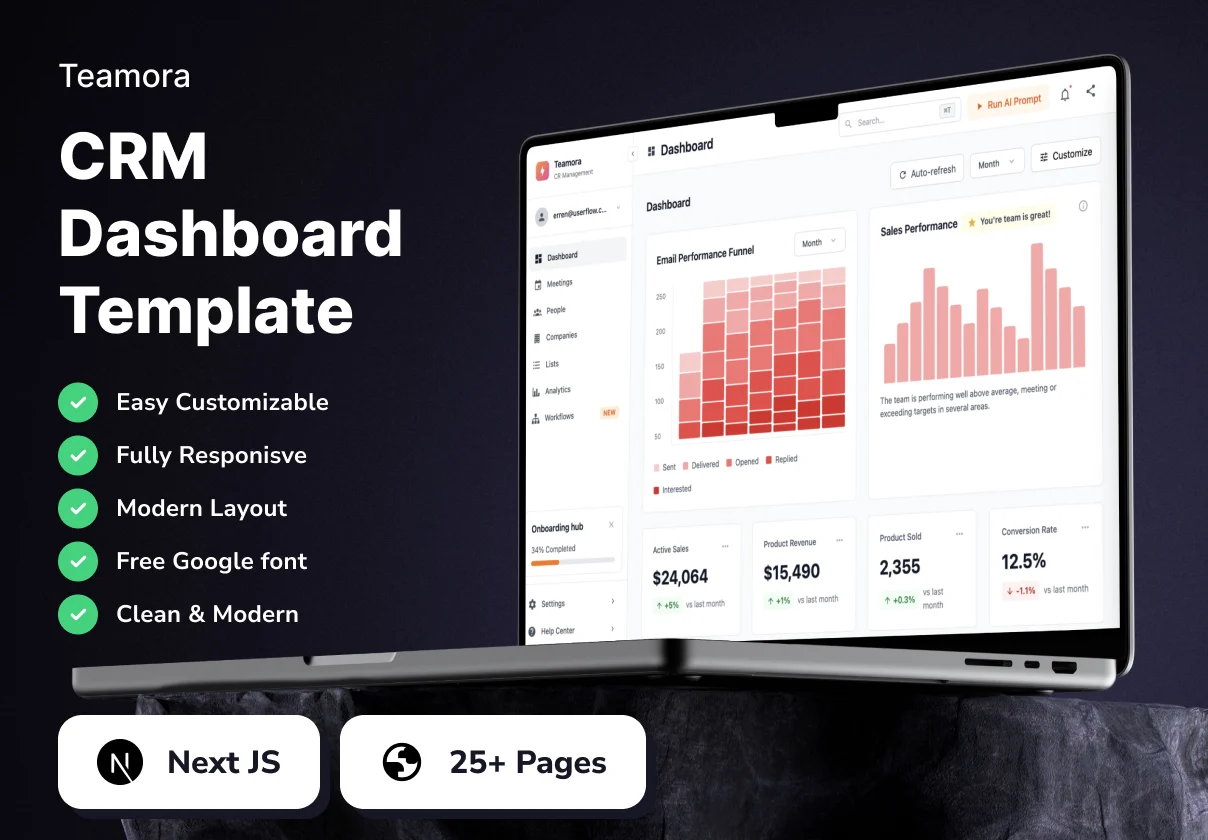 Teamora - CRM Dashboard Template