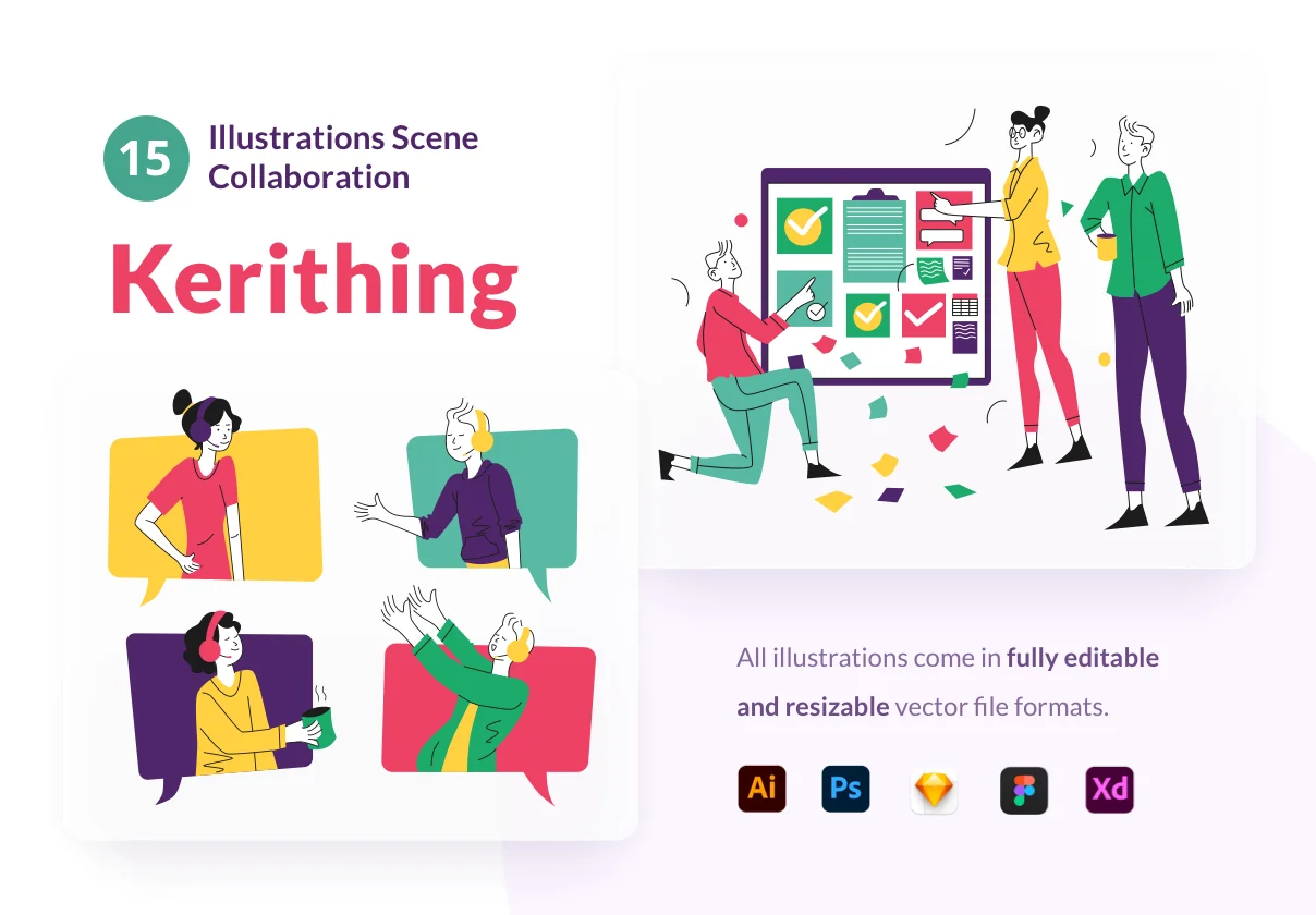 Teamwork & Collaboration Illustrations - Kerithing