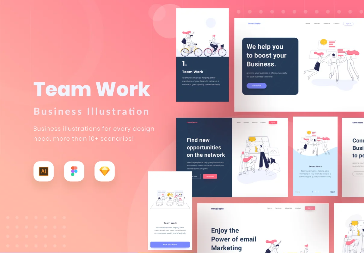 Teamwork - Start up Website Teamwork Illustration