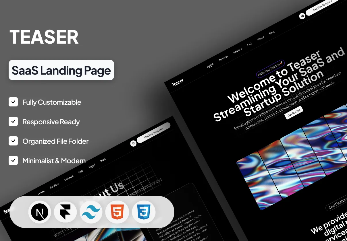 TEASER - SaaS Landing Page Next Js Website Template