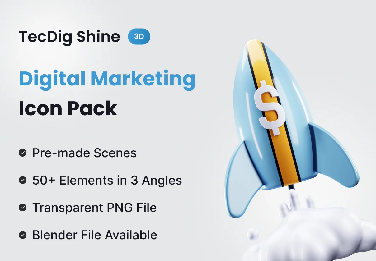 TecDig Shine - Digital Marketing 3D illustration