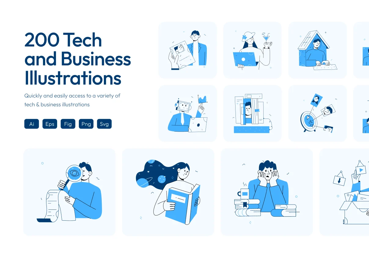 Tech and Business Illustration Set