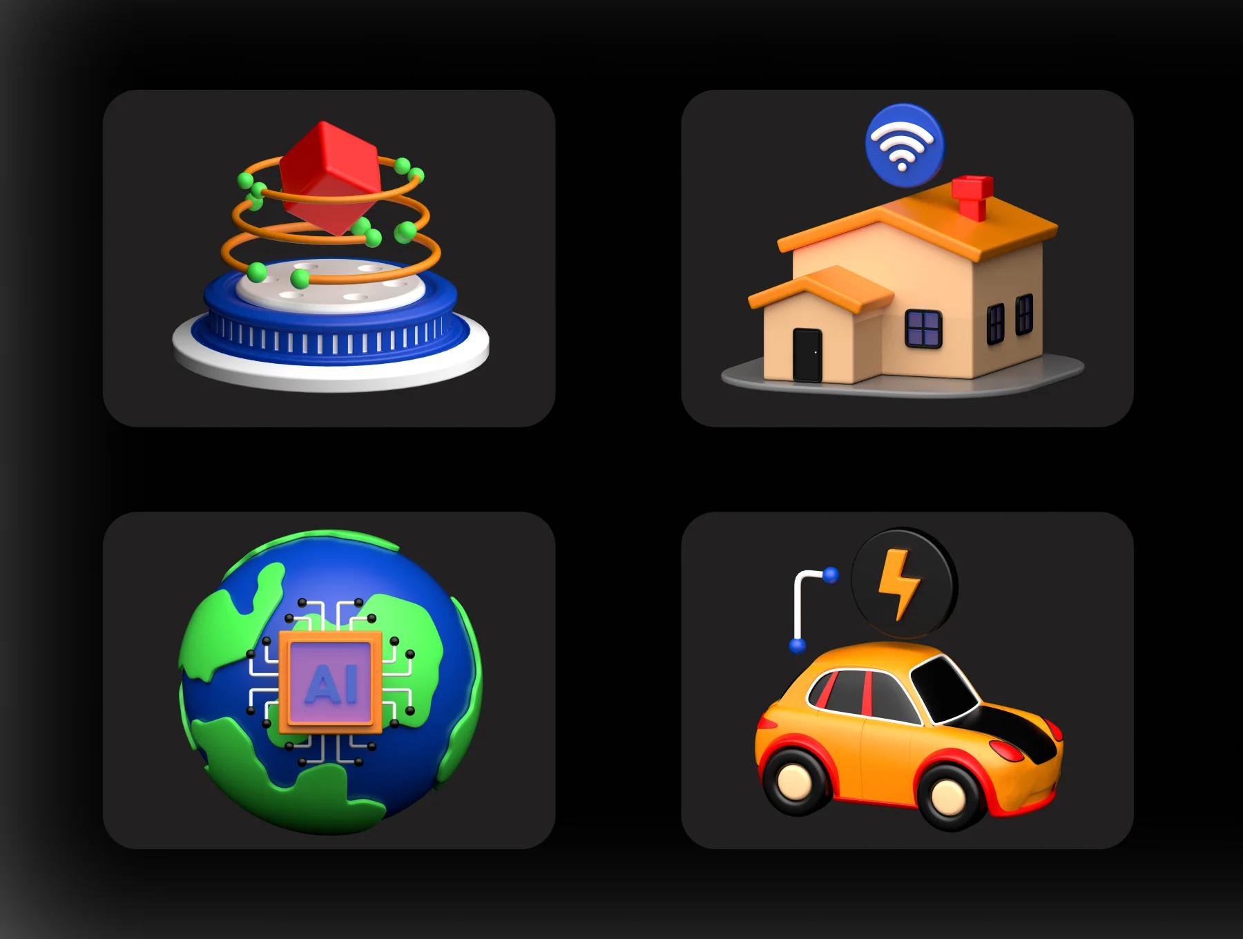 Technology 3D icons Set 4