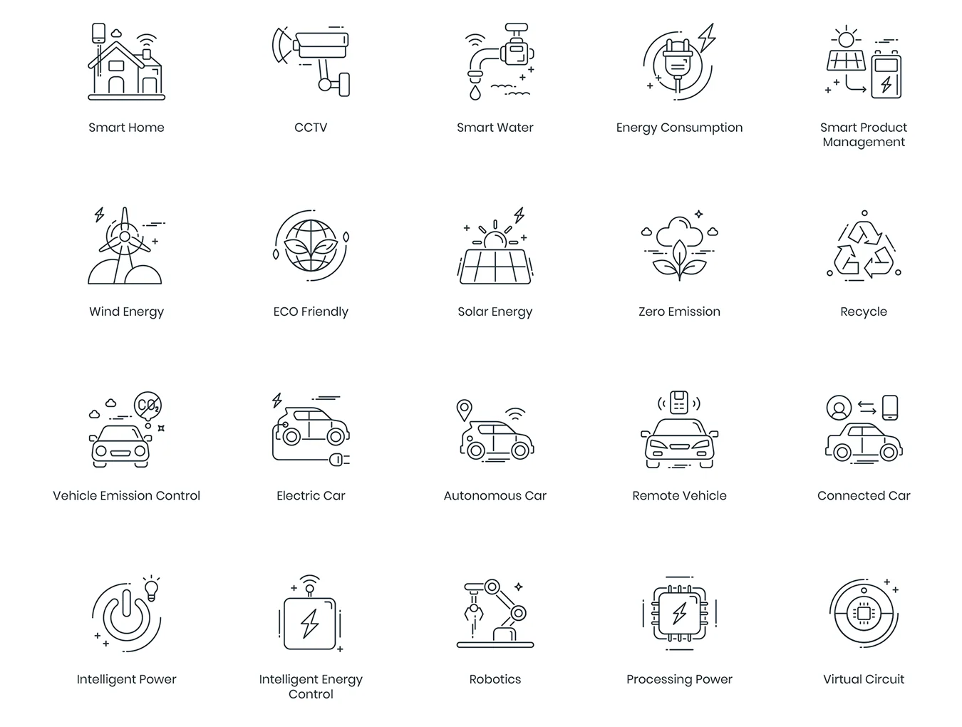 88 Smart Technology Line Icons 2