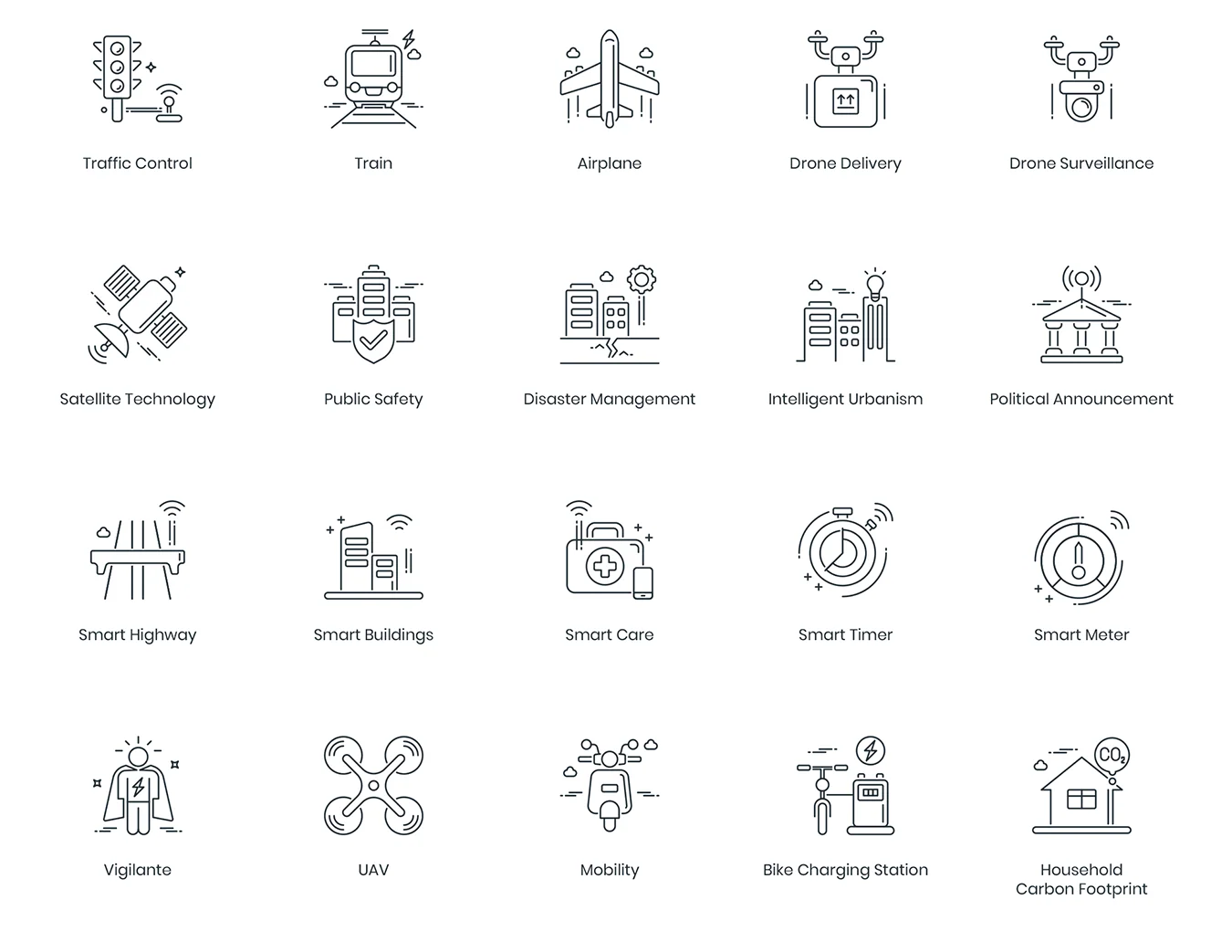 88 Smart Technology Line Icons 3