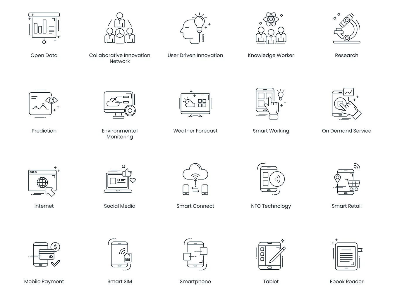 88 Smart Technology Line Icons 4
