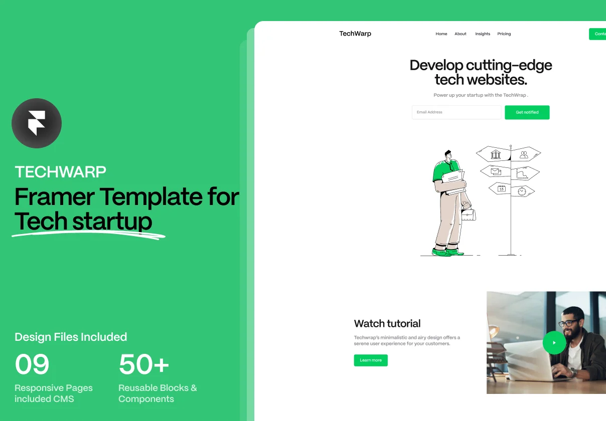 Techwarp Framer Template for Startups