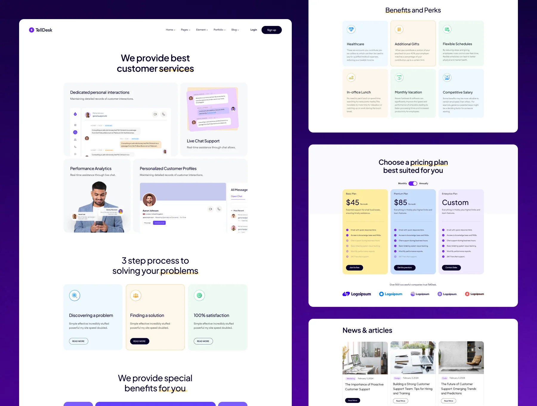 TellDesk - Customer Support SaaS Template 2