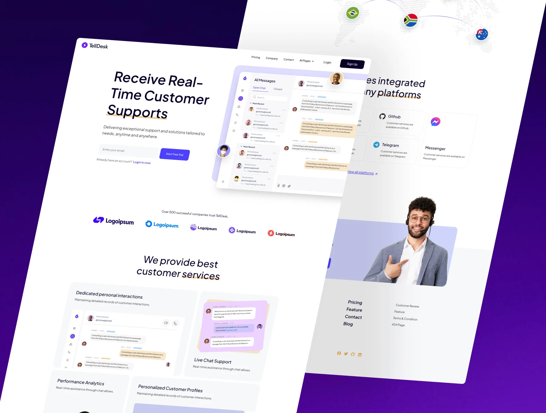 TellDesk - Customer Support SaaS Template 3