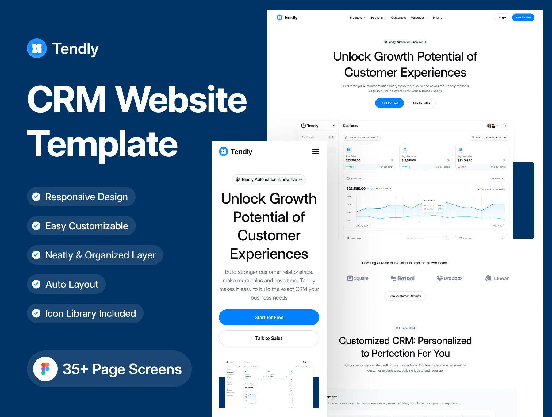 Tendly - CRM - Website Template UI Kit