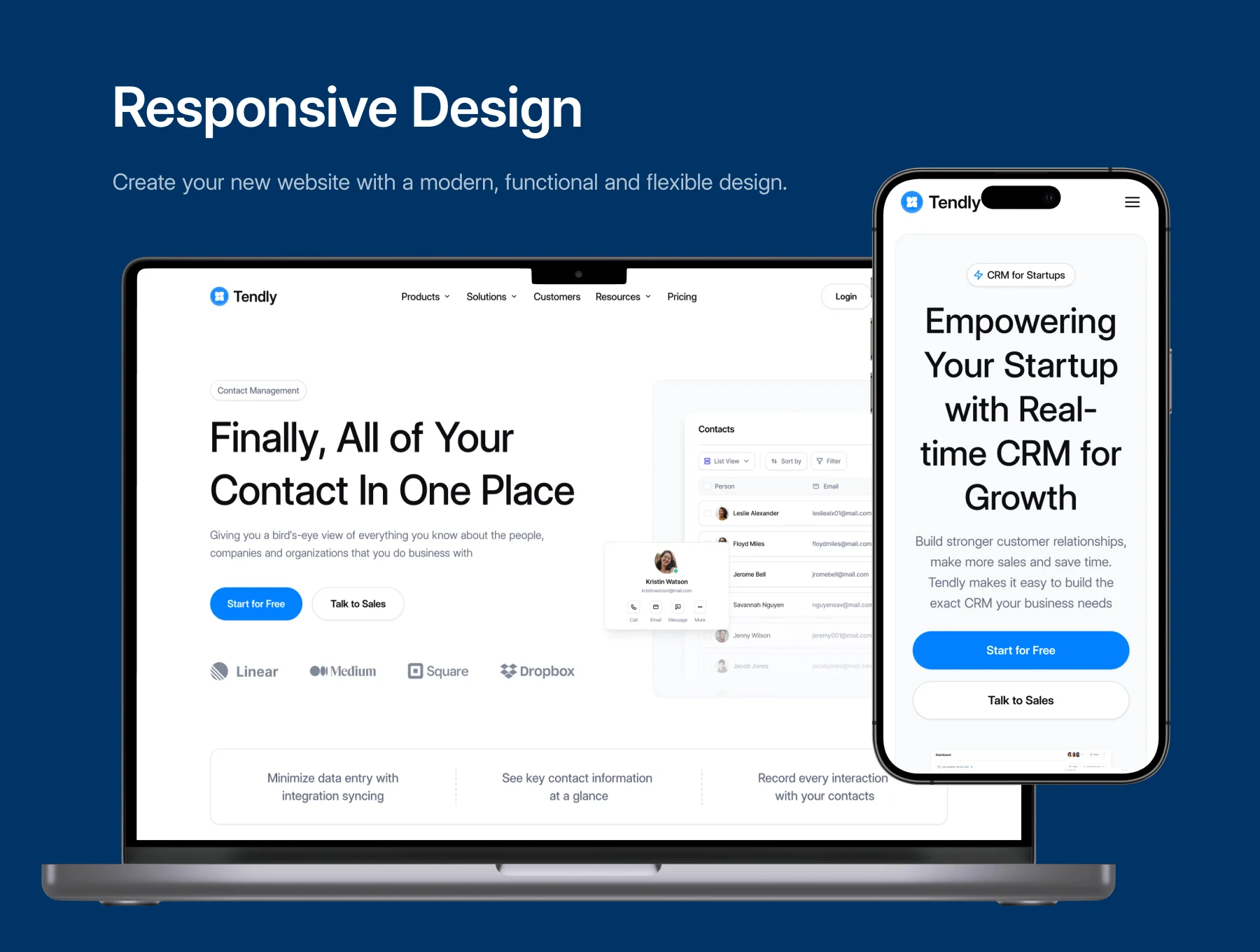 Tendly - CRM - Website Template UI Kit 4