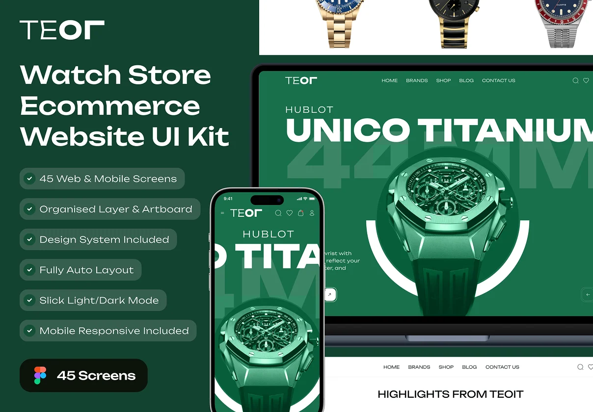 TEOIT - Watch Store Ecommerce Website UI Kit