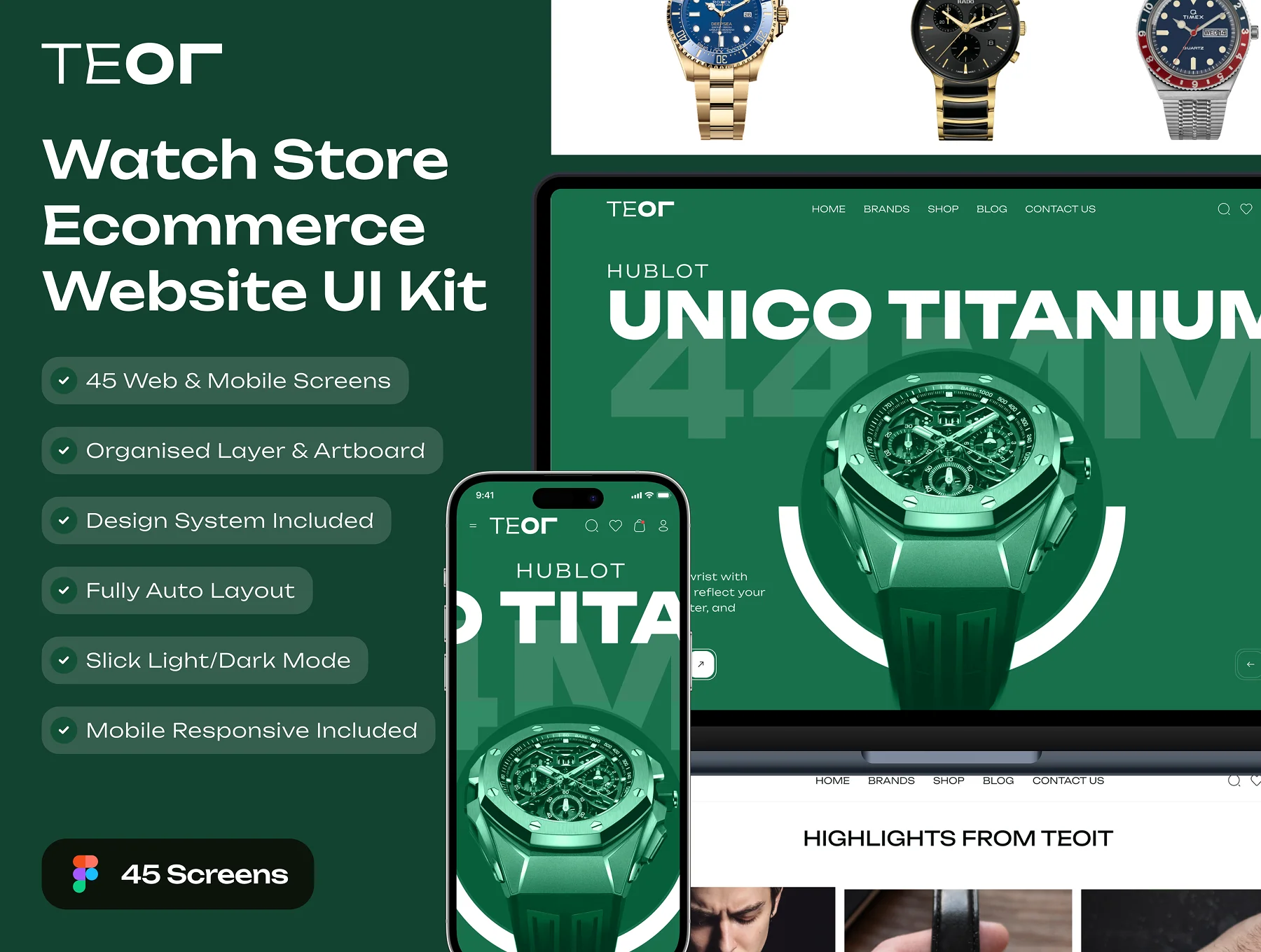 TEOIT - Watch Store Ecommerce Website UI Kit