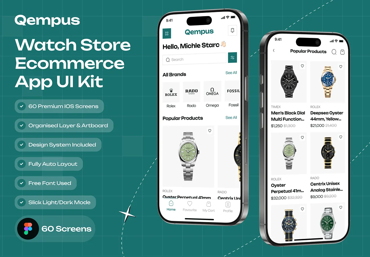 Qempus - Watch Store Ecommerce App UI Kit