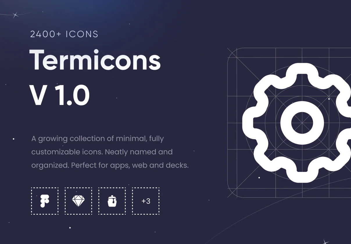 2400+ Multiple Icons Styles | Termicons Icons Library v1.0