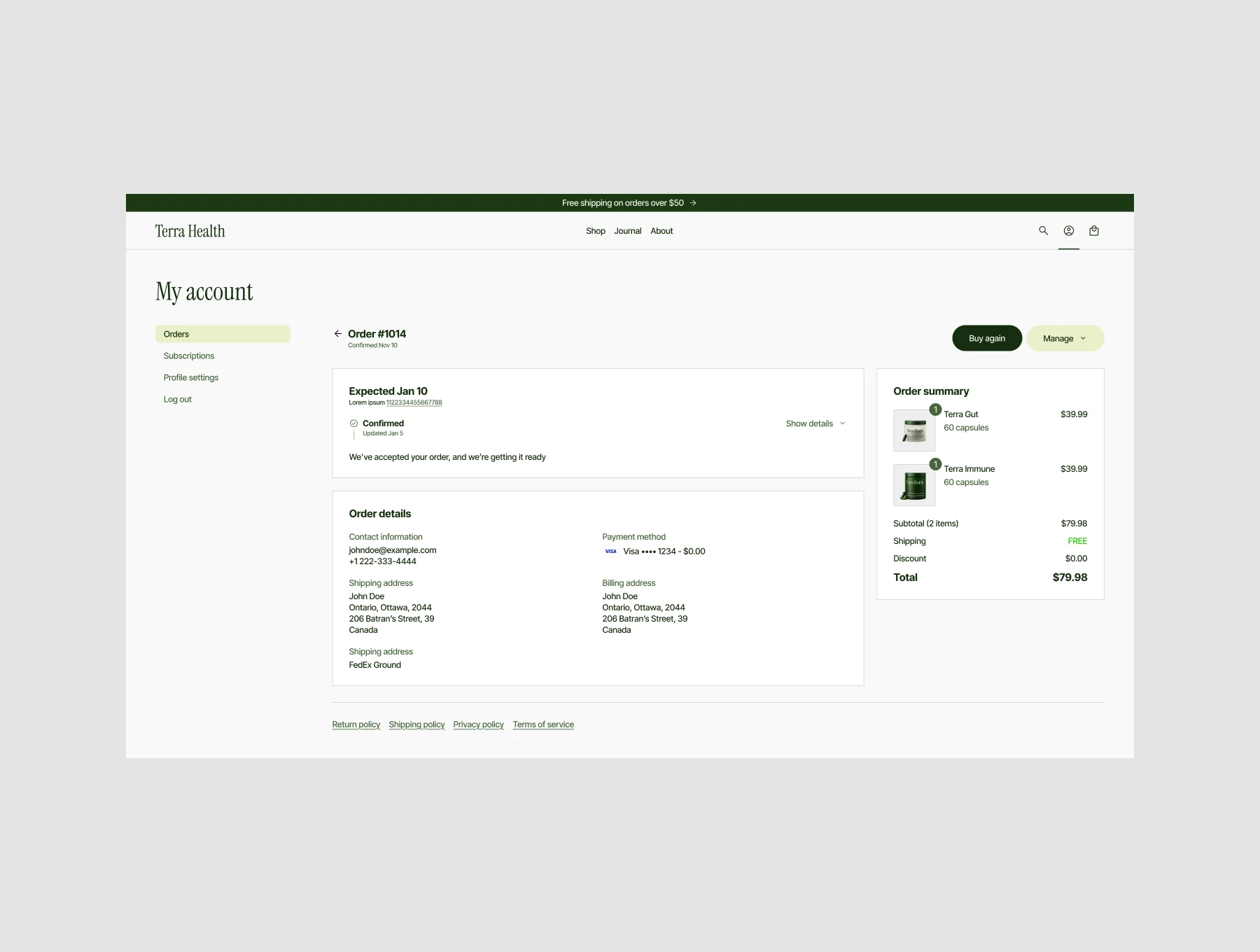 Terra Health Shopify Store E-Commerce Template 6