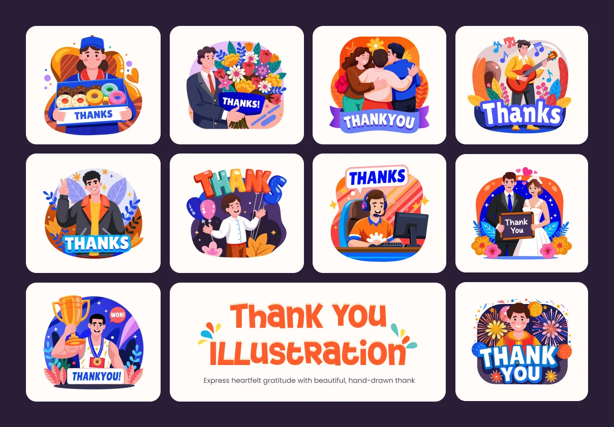 Thank You Illustration Set