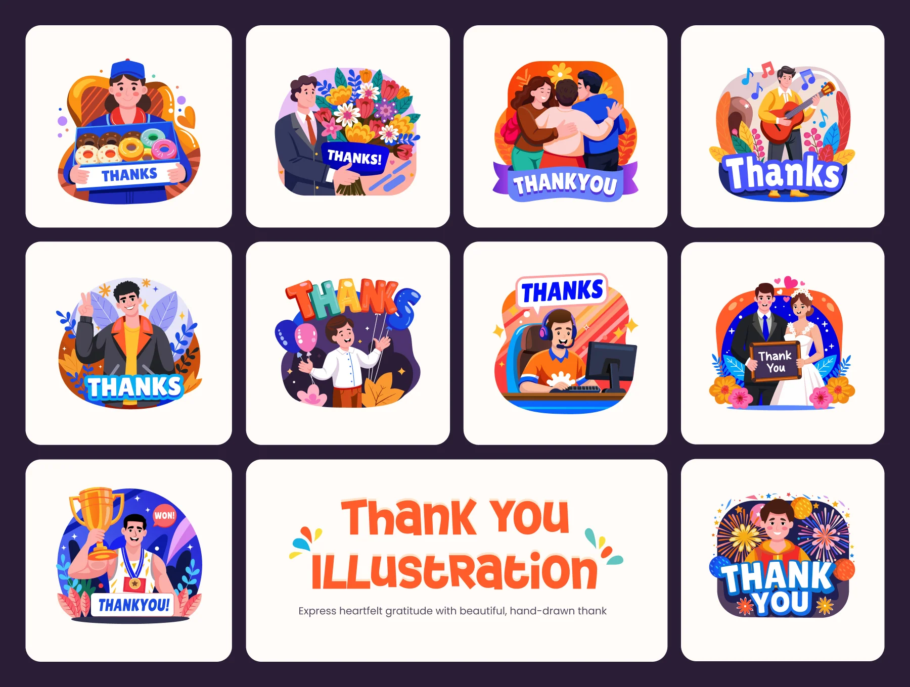 Thank You Illustration Set