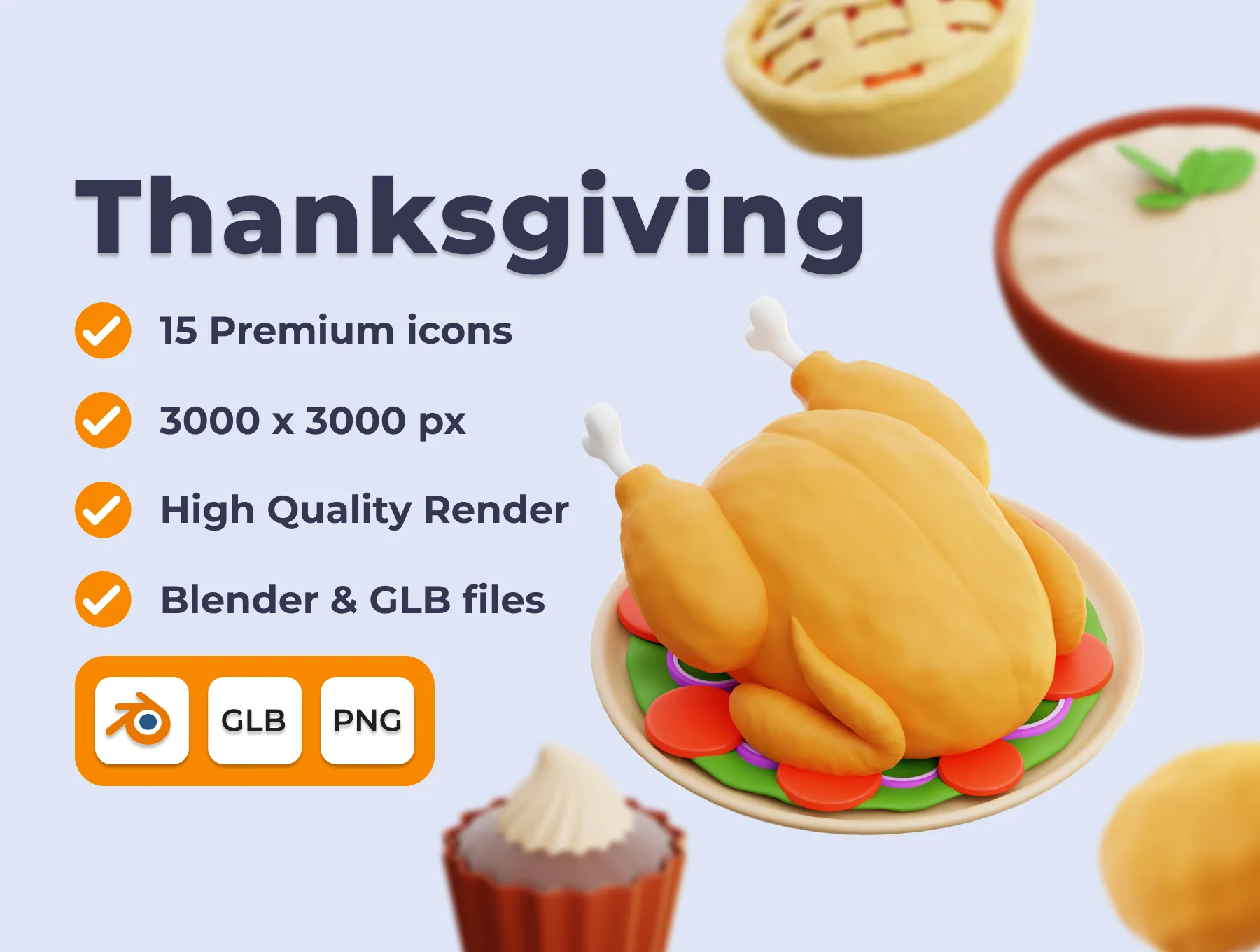 Thanksgiving 3D 3D Illustration Pack