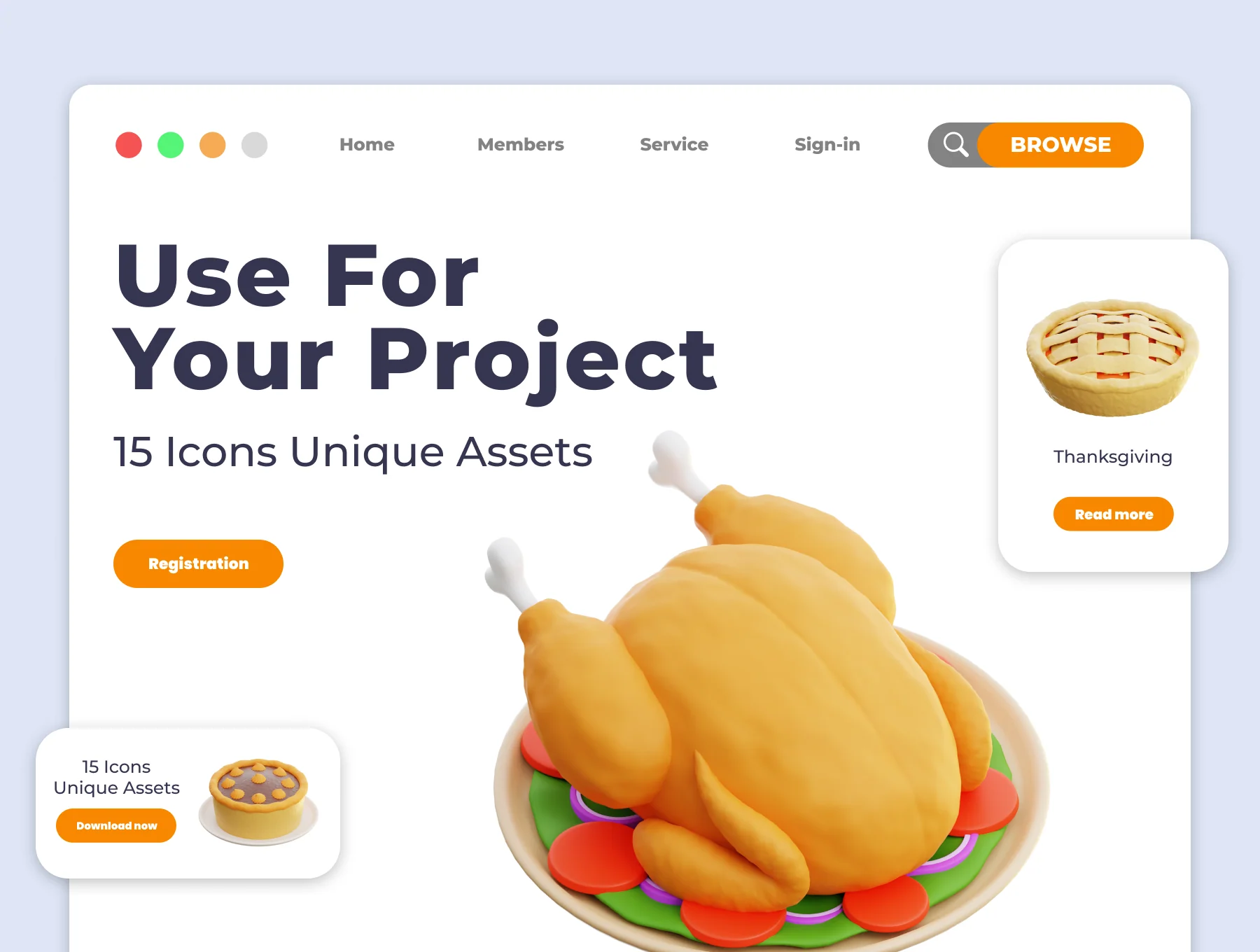 Thanksgiving 3D 3D Illustration Pack 4