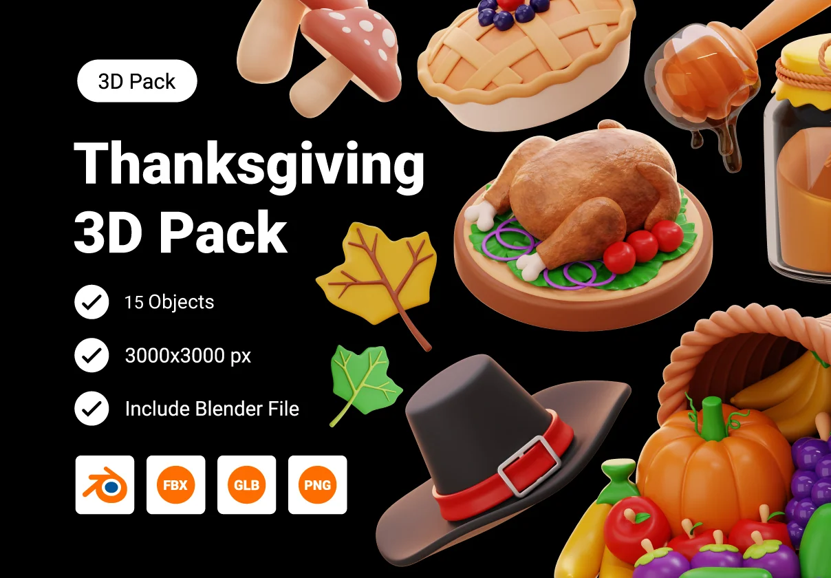 Thanksgiving & Autumn 3D Illustration