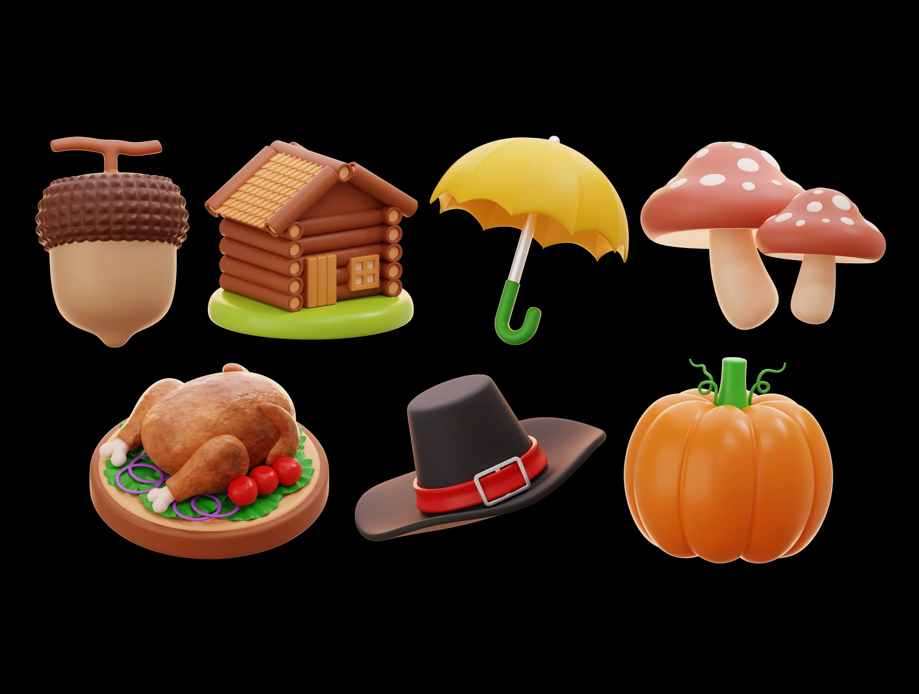 Thanksgiving & Autumn 3D Illustration 5