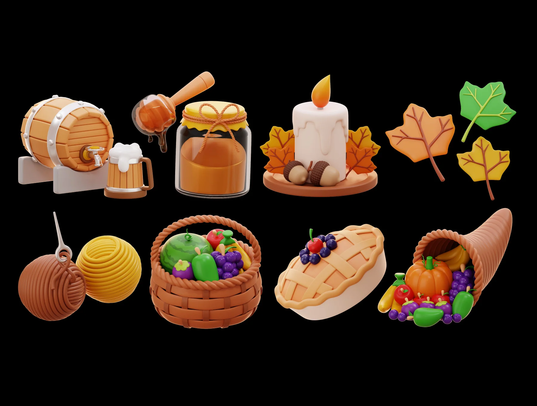 Thanksgiving & Autumn 3D Illustration 6