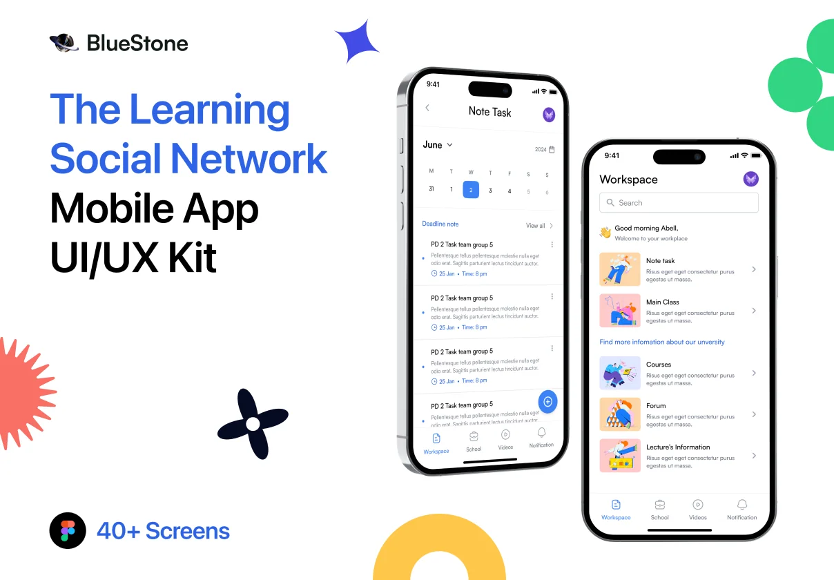 The Learning Social Network Mobile App UI Kit